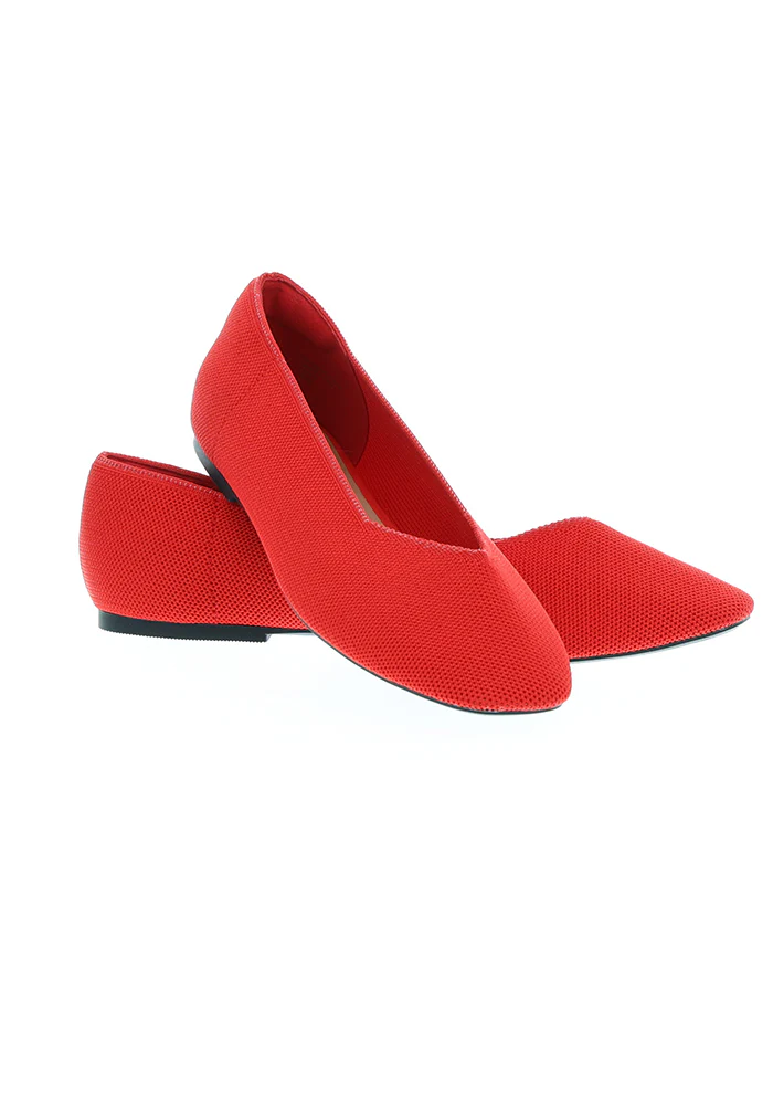 Red Knitted Ballet Pumps - Image 14