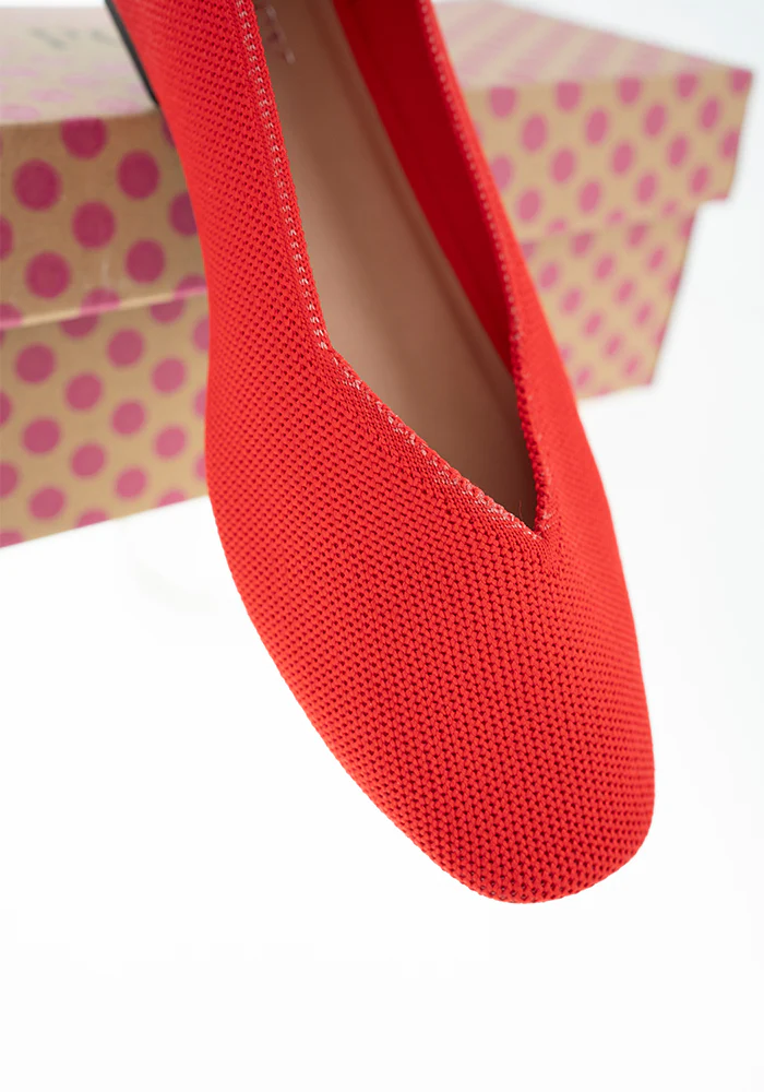 Red Knitted Ballet Pumps - Image 15