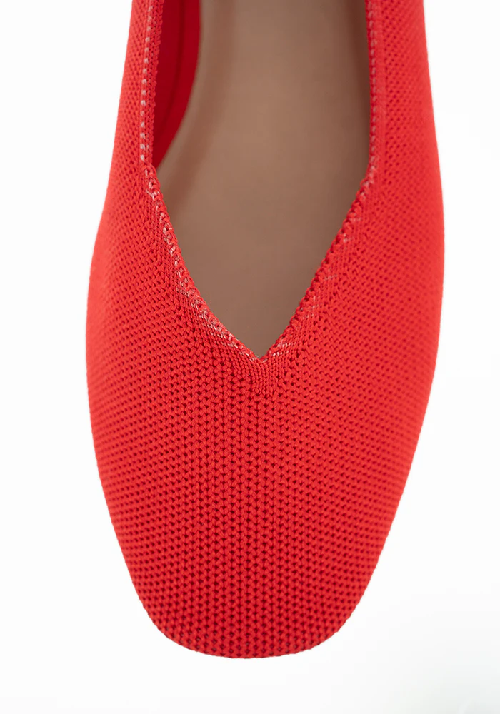 Red Knitted Ballet Pumps - Image 3