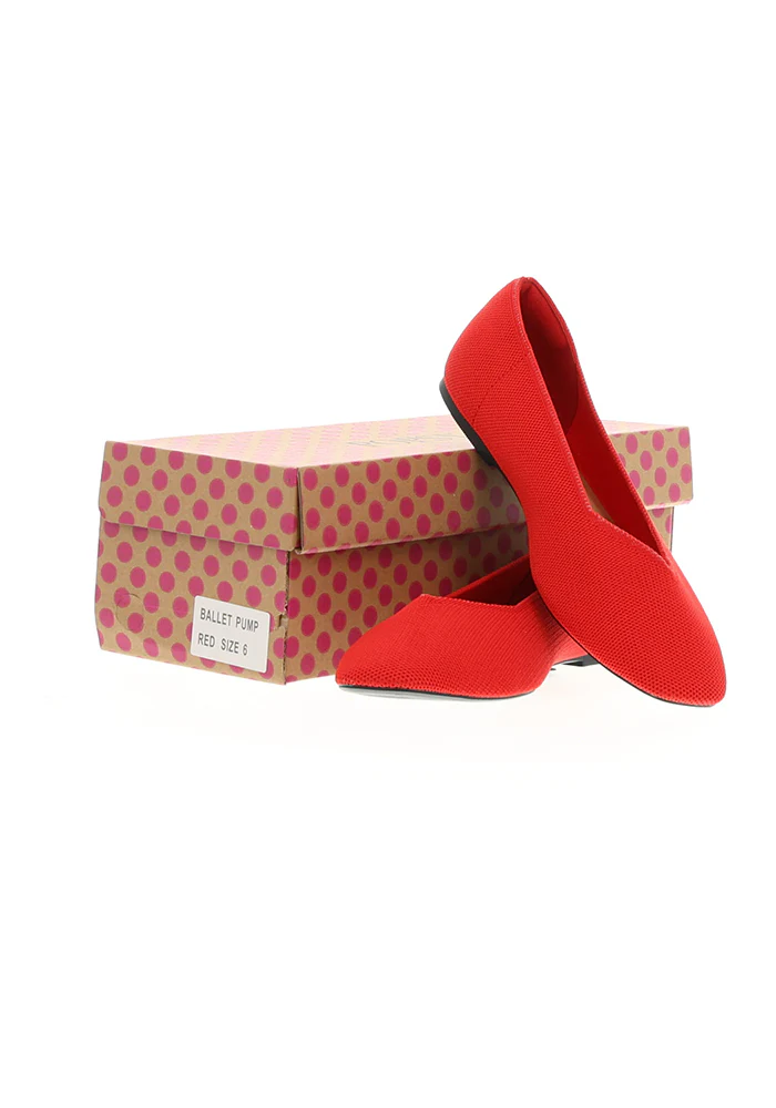 Red Knitted Ballet Pumps - Image 4