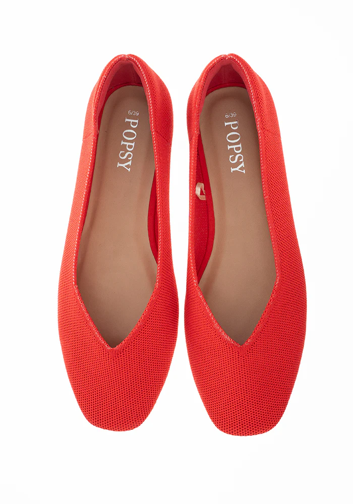 Red Knitted Ballet Pumps - Image 5