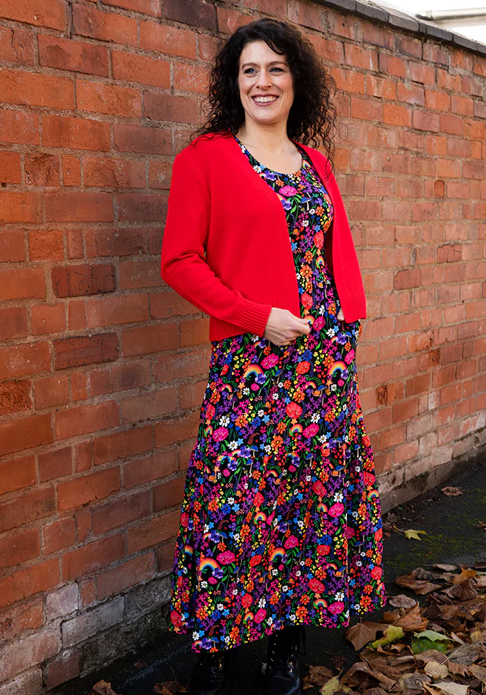 Red Ribbed Cuffed Cardigan - Image 5