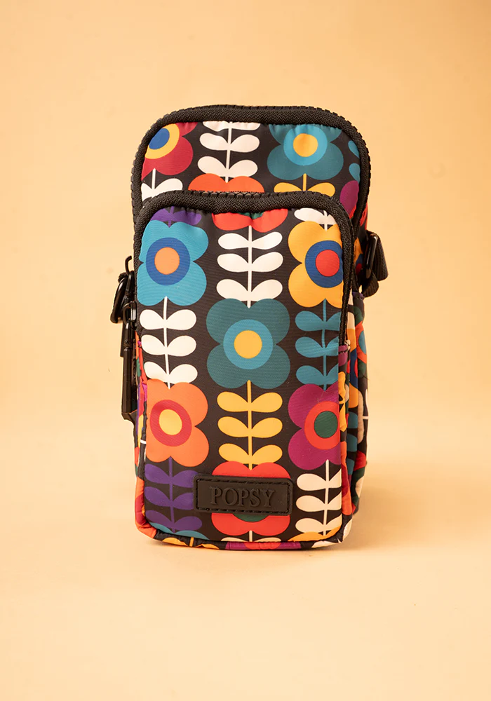 Retro Flower Print Phone Pocket Bag