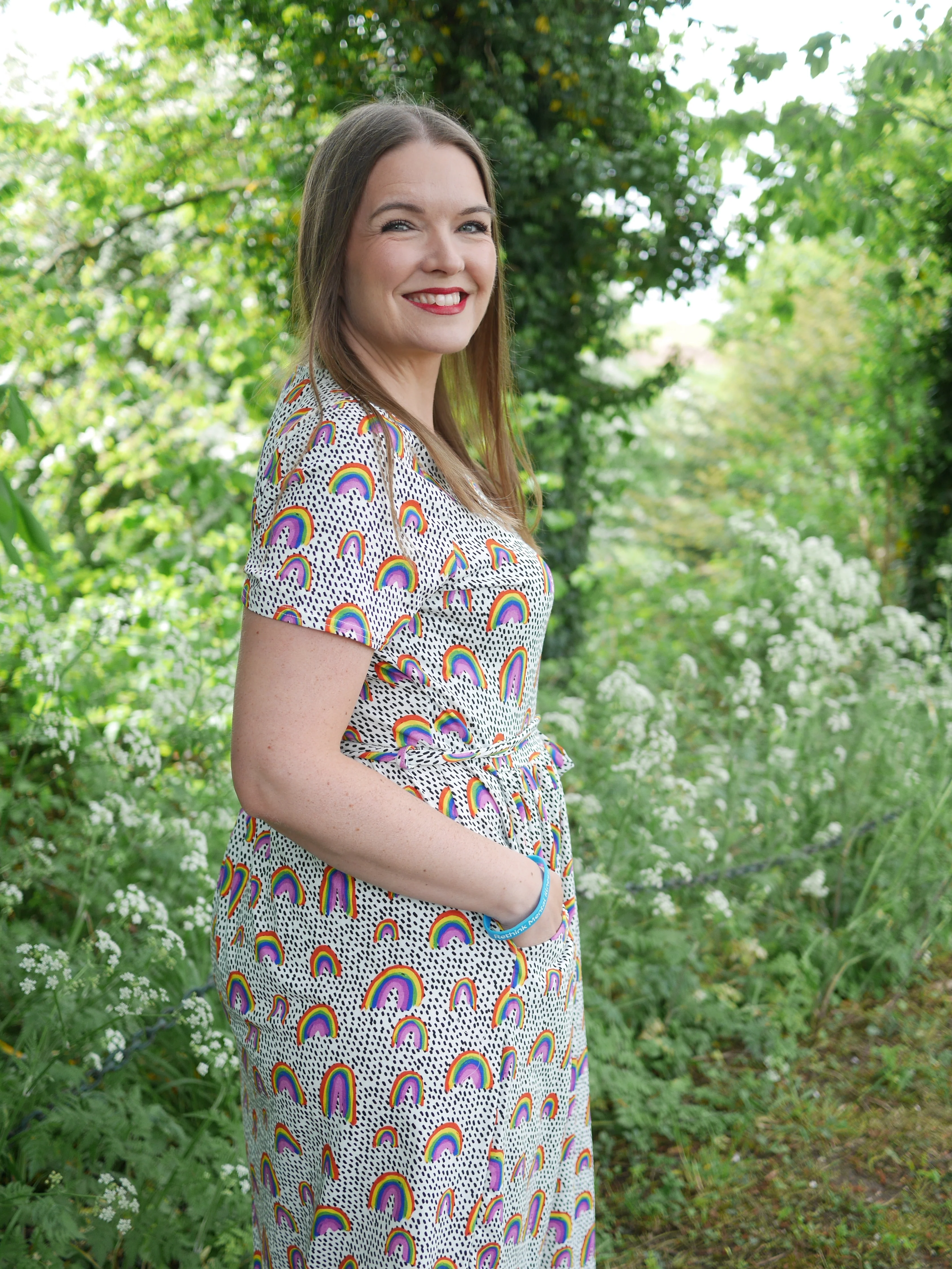 Revel Summer Rainbow Print Cotton Midi Dress - Image 7