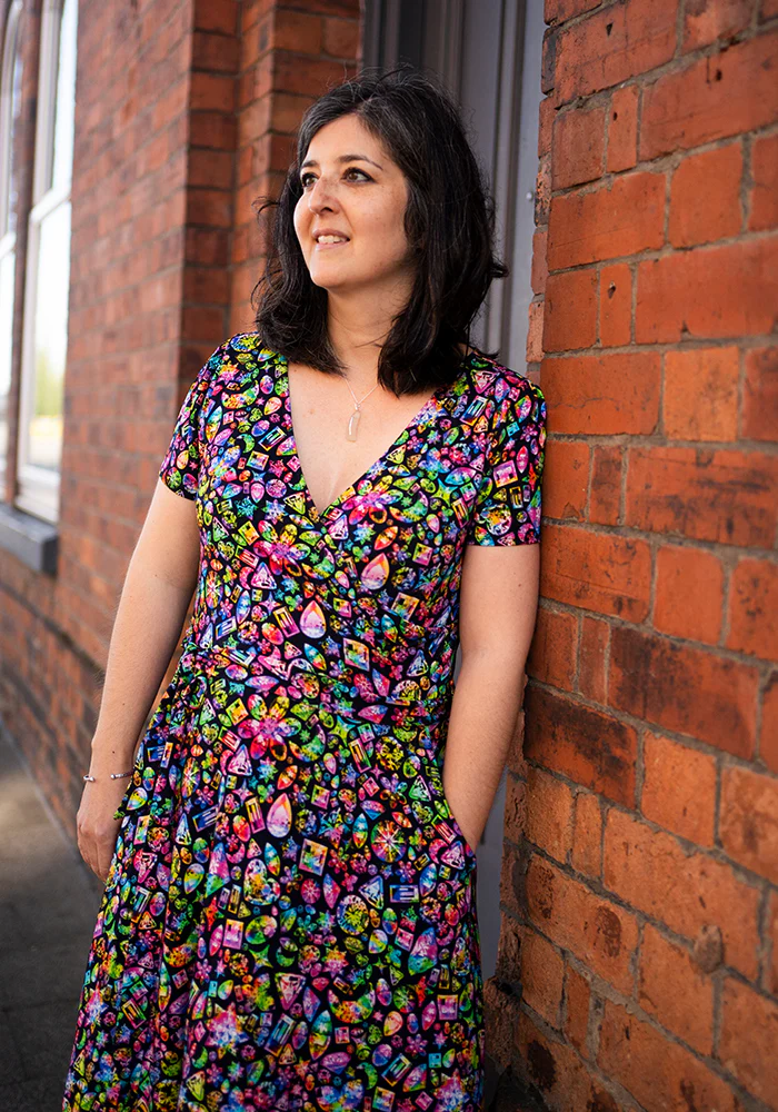 Reya Rainbow Jewels Print Viscose Midi Dress - Image 5