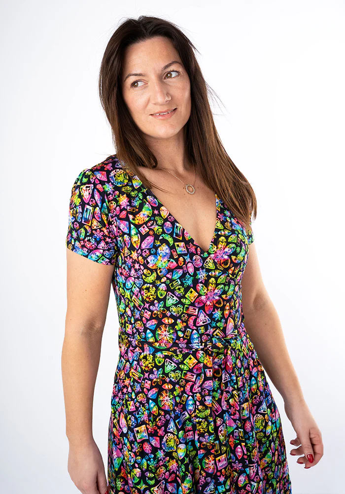 Reya Rainbow Jewels Print Viscose Midi Dress - Image 7