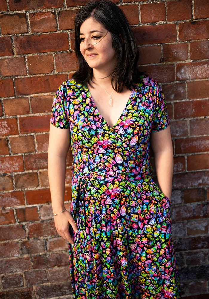 Reya Rainbow Jewels Print Viscose Midi Dress - Image 9