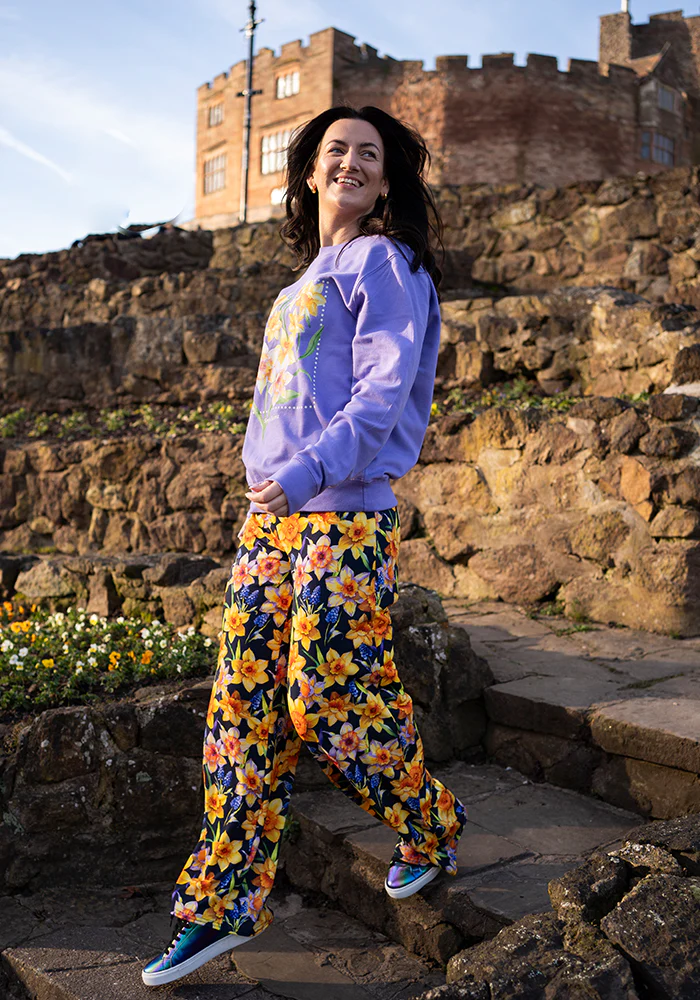 Rina Daffodil Print Full Length Trousers - Image 3
