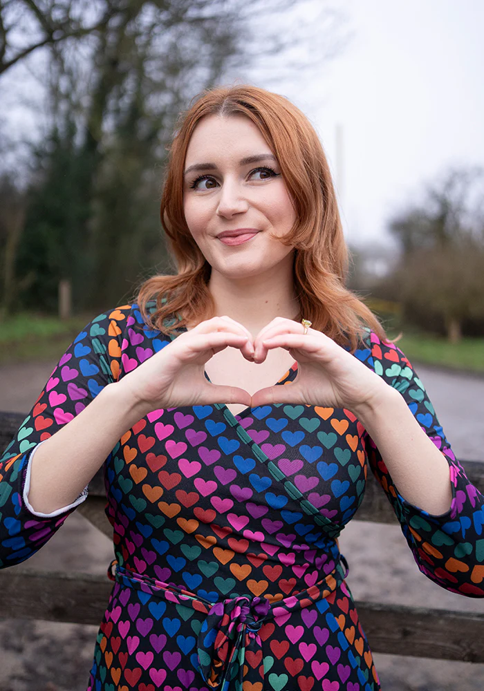 Romina Heart Conversational Print Dress - Image 4