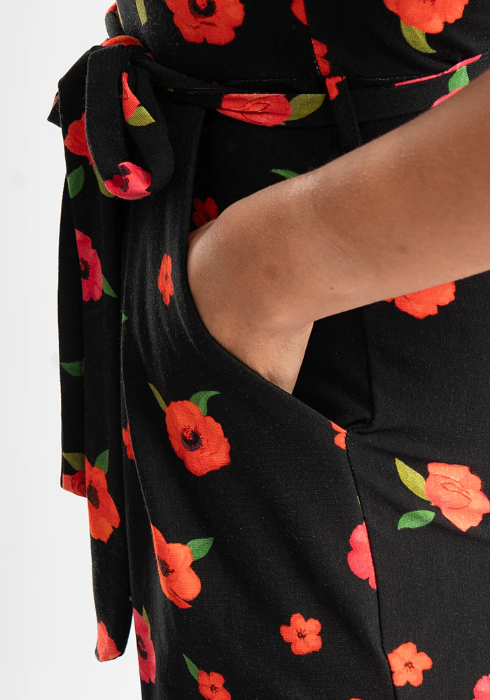 Russo Poppy Border Print Cotton Culotte Leg Jumpsuit - Image 3