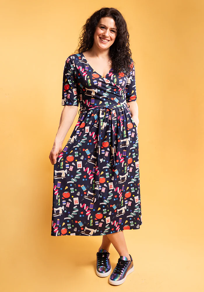 Sadira Sewing Print Midi Dress