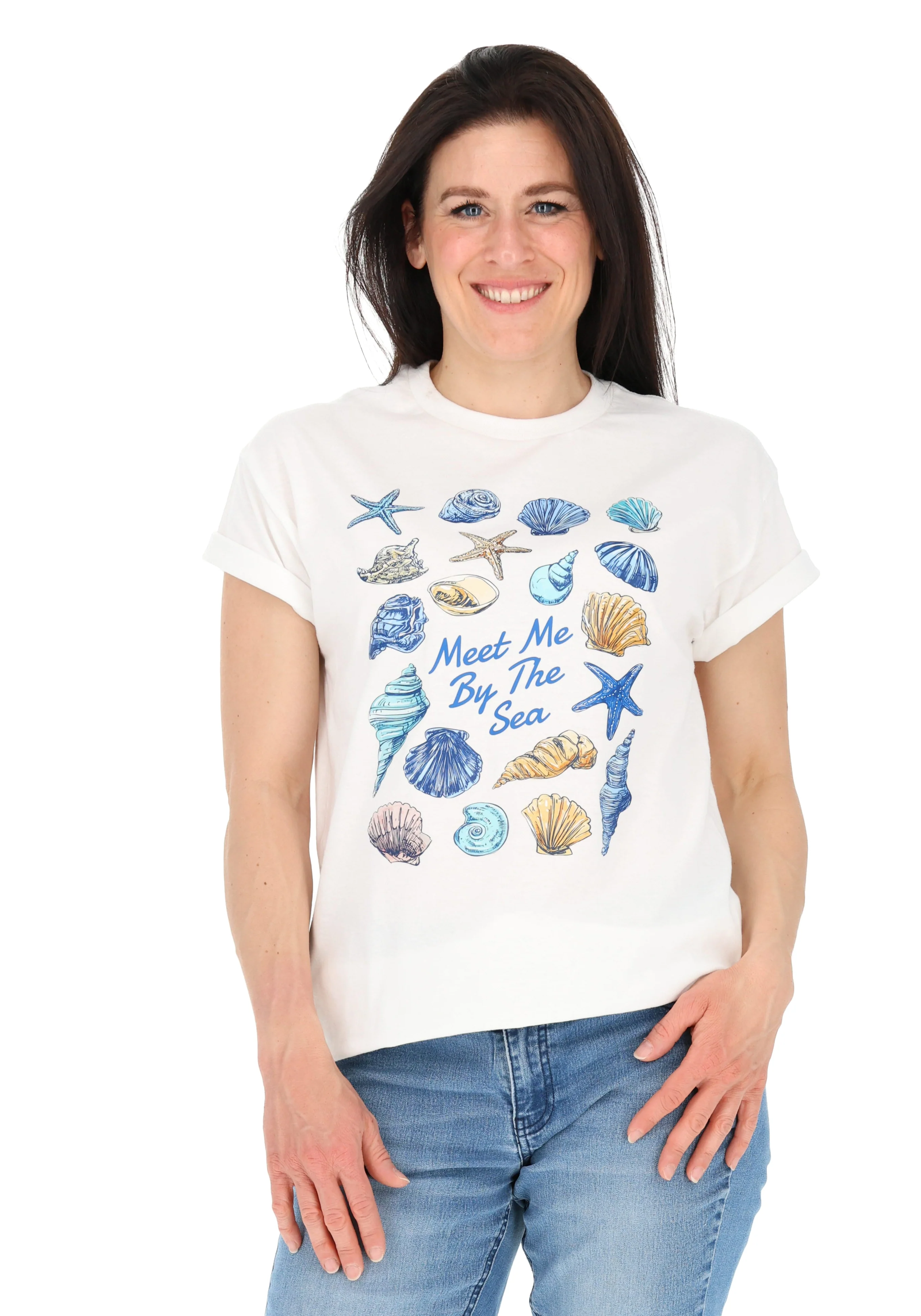 Seashell Graphic Print T-Shirt (White) - Image 2