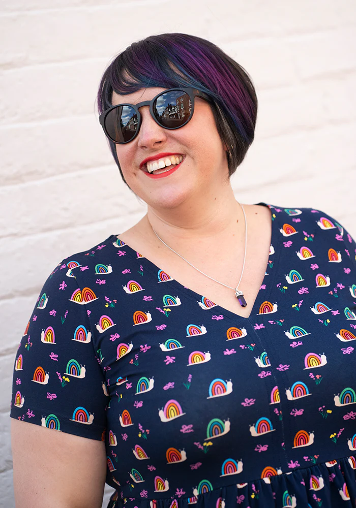 Shellie Rainbow Snails Print Cotton Midi Dress - Image 9