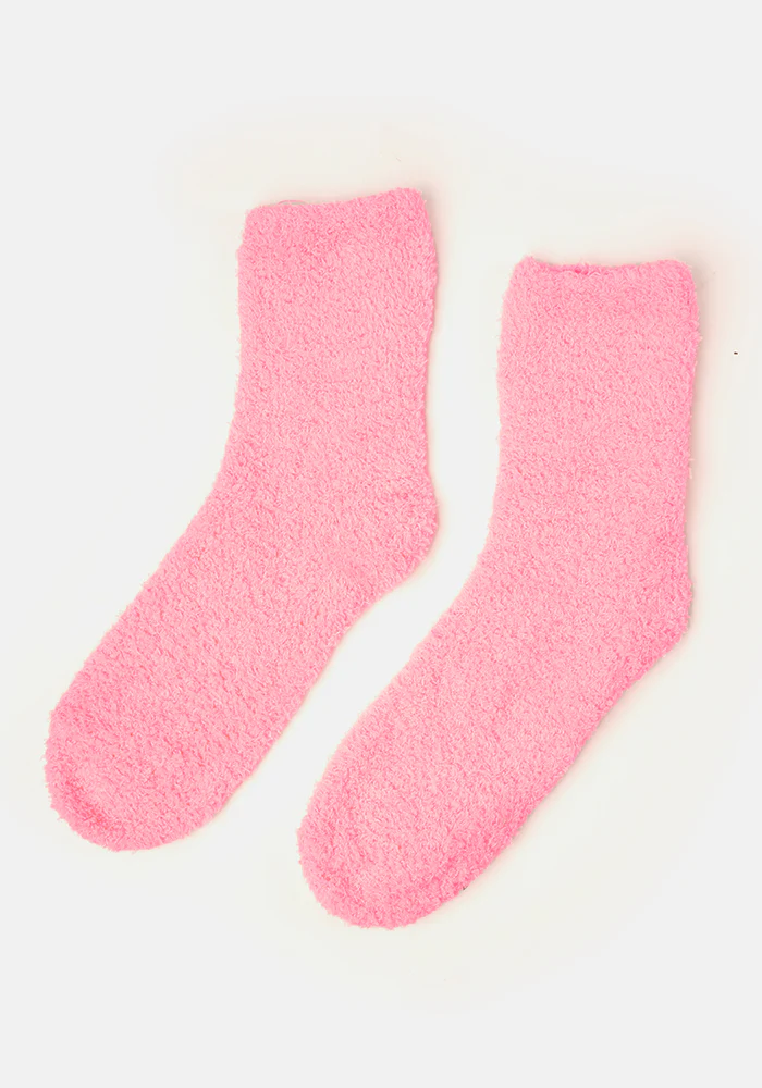 Sherbert Pink Fluffy Socks - Image 3