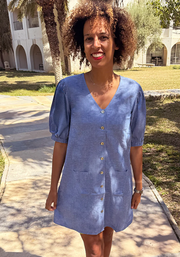 Shiri Denim Chambray A Line Above Knee Dress