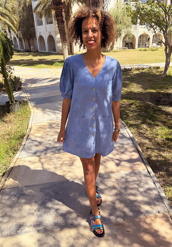 Shiri Denim Chambray A Line Above Knee Dress - Image 3