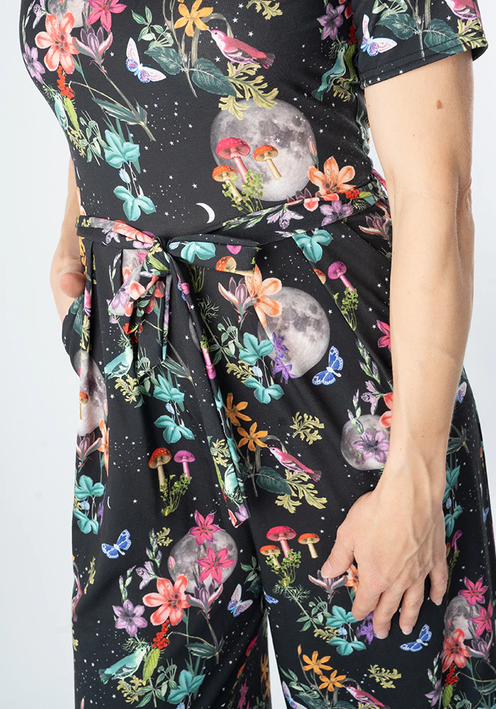 Sibry Midnight Botanical Print Culotte Leg Jumpsuit - Image 5