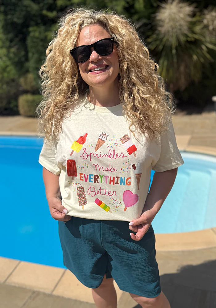 Sprinkles Graphic Print T-Shirt (Cream)