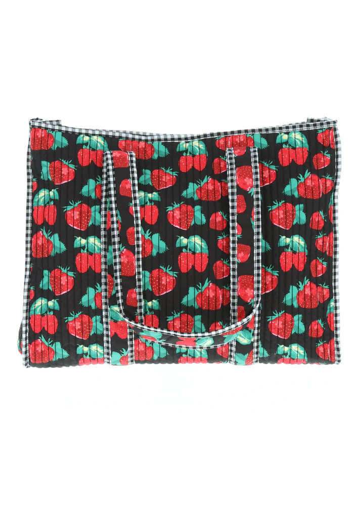 Strawberry Print Quilted Tote Bag - Image 5