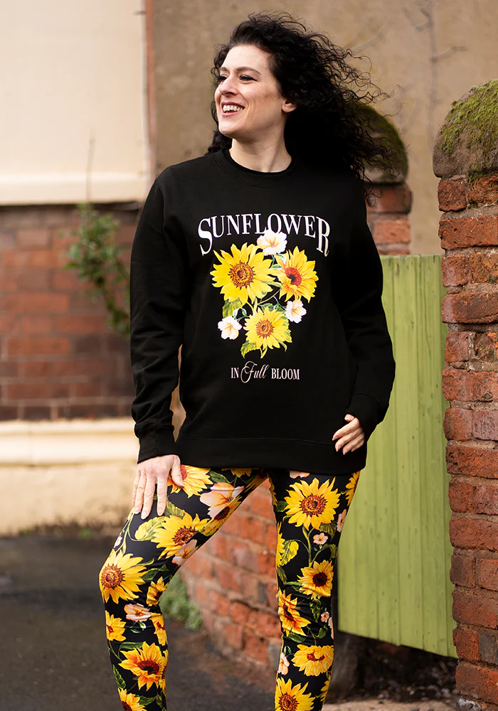Black Sunflower Print Sweatshirt - Image 8