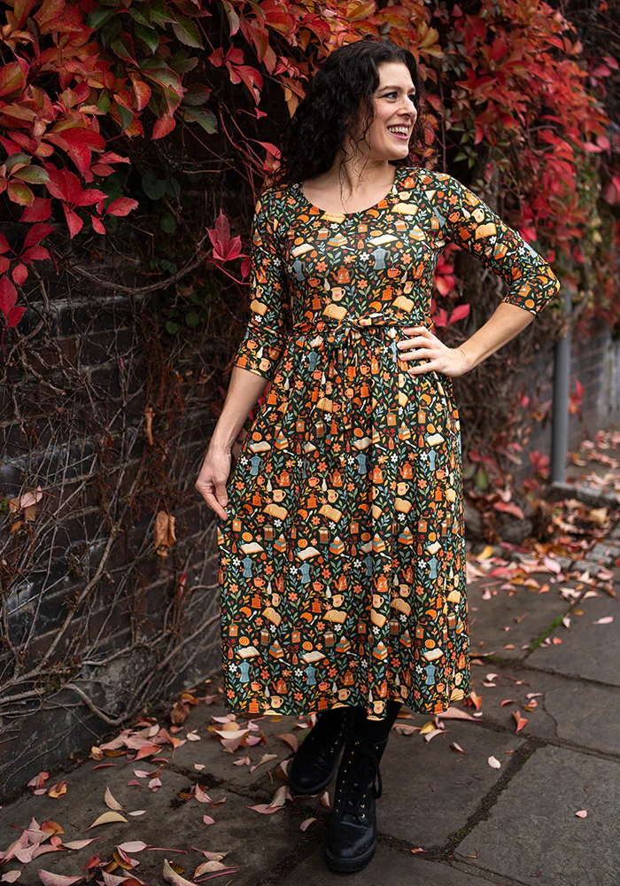 Suzette Coffee & Croissants Print Midi Dress - Image 5