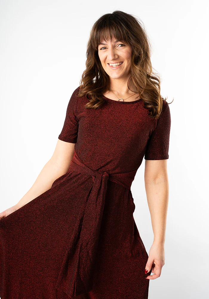 Talita Sparkle Tie Front Midi Dress - Image 8