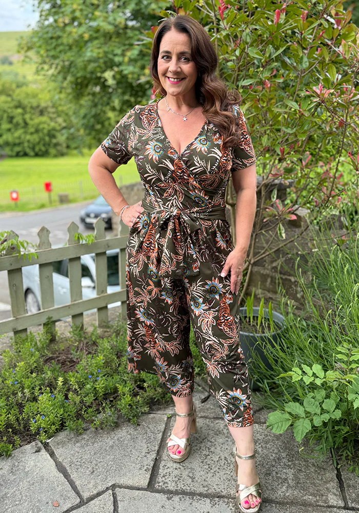 Tashia Jungle Tiger Print Culotte Jumpsuit - Image 3