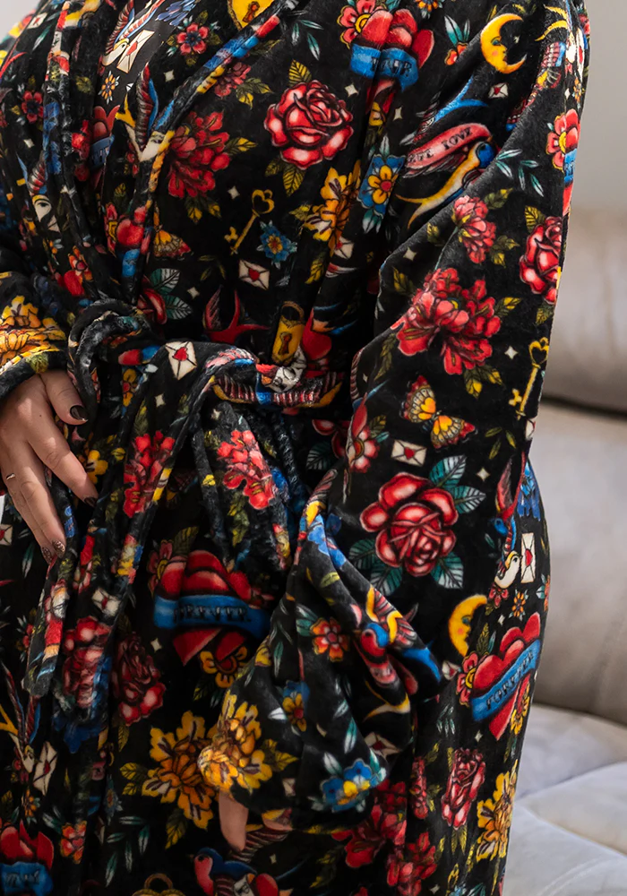Tattoo Print Fleece Dressing Gown - Image 3