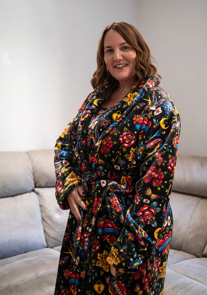Tattoo Print Fleece Dressing Gown - Image 5
