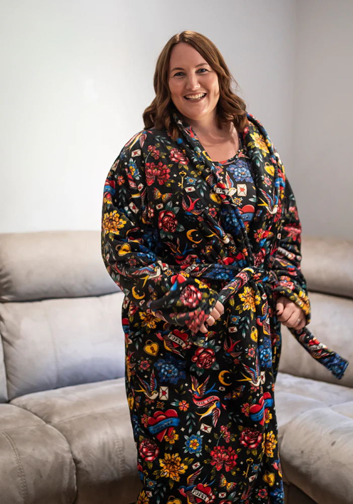Tattoo Print Fleece Dressing Gown - Image 6