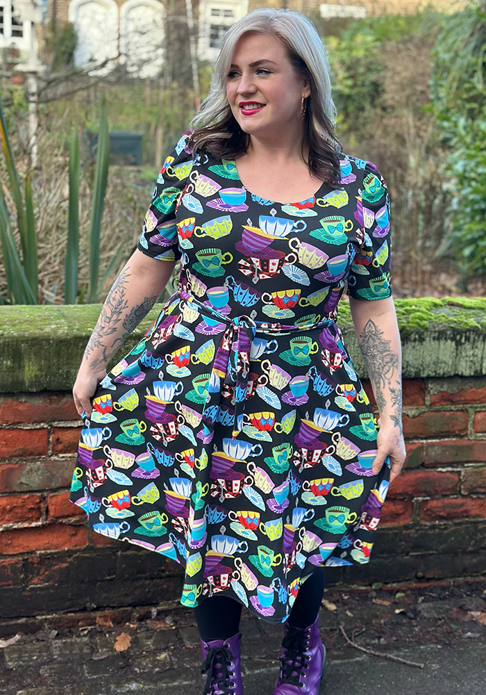 Tay Tea Cup Stack Print Dress - Image 8