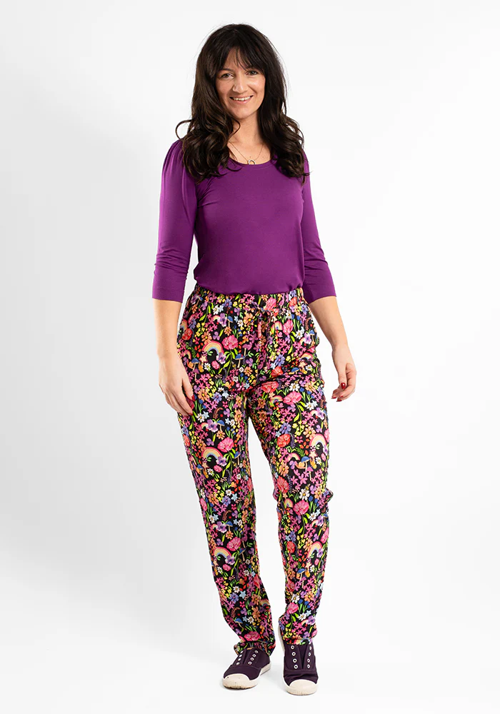 Taylen Garden Rainbow Print Viscose Harem Pants - Image 3