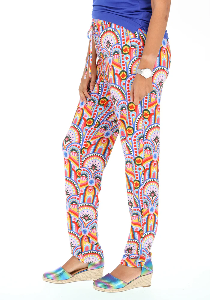Taylen Handpainted Deco Print Harem Pants - Image 4