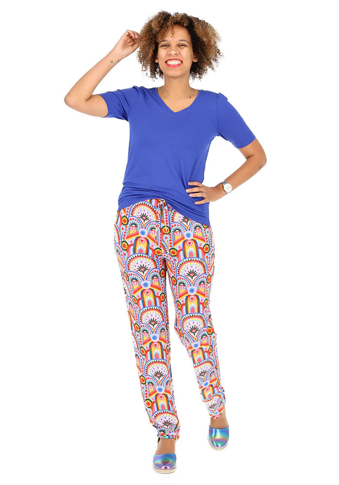Taylen Handpainted Deco Print Harem Pants - Image 5