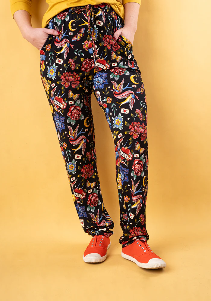 Taylen Tattoo Print Viscose Harem Pants - Image 3