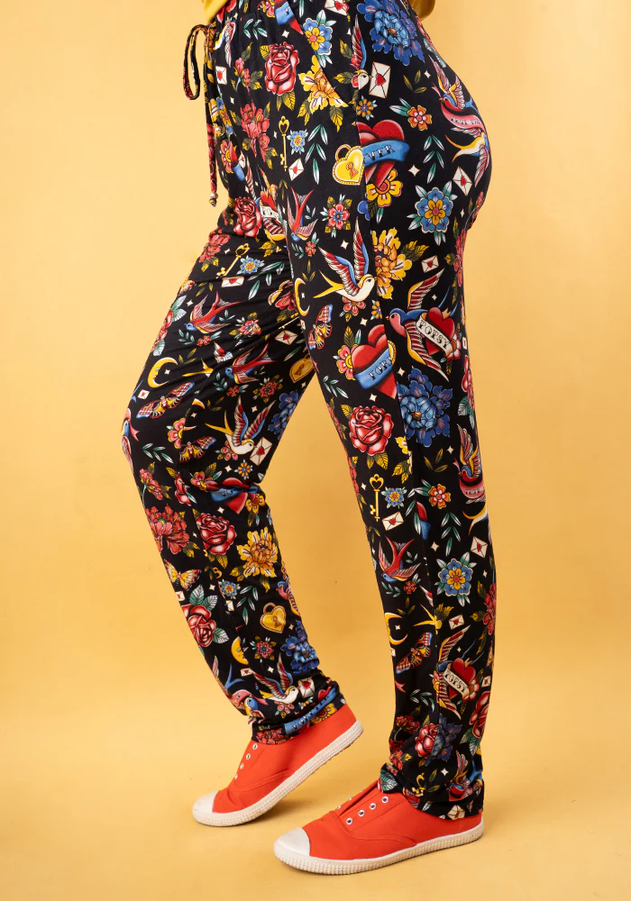Taylen Tattoo Print Viscose Harem Pants - Image 5