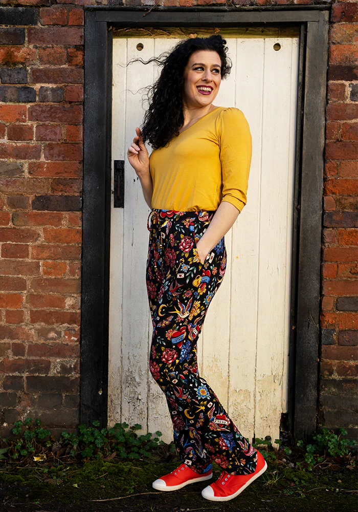 Taylen Tattoo Print Viscose Harem Pants - Image 6