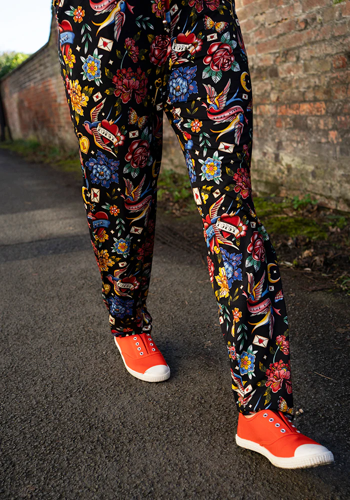 Taylen Tattoo Print Viscose Harem Pants - Image 7