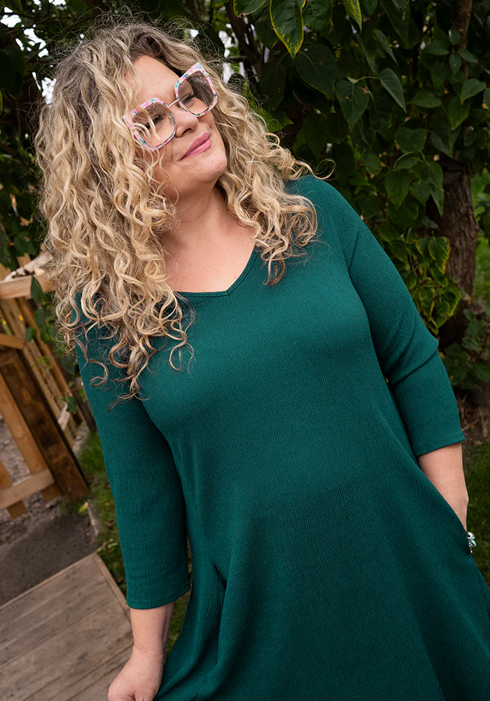 Tesni Bottle Green Trapeze Dress - Image 5
