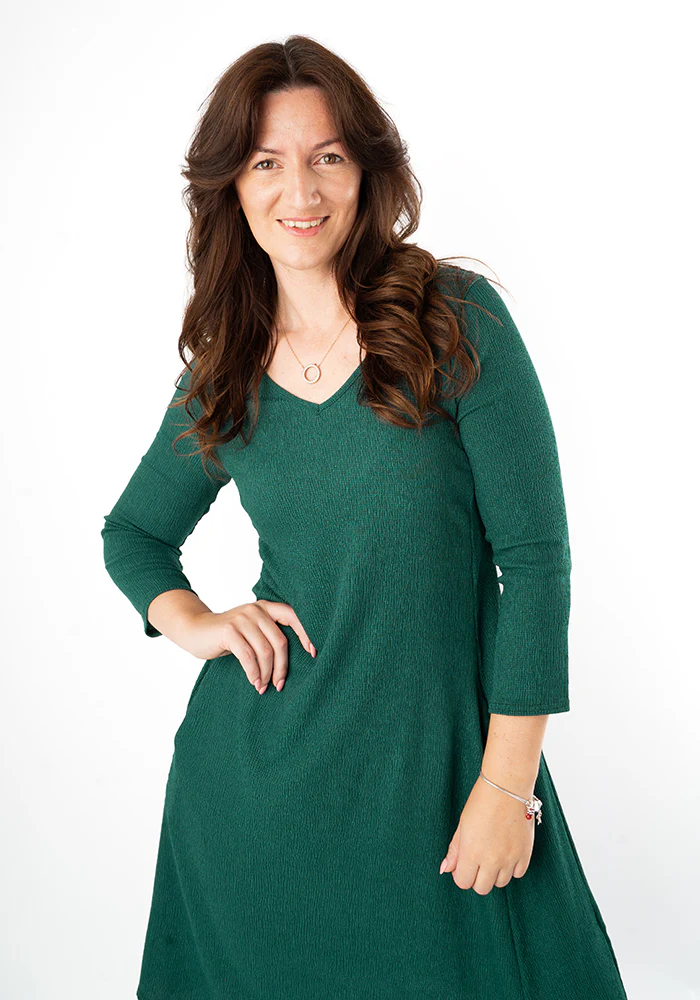 Tesni Bottle Green Trapeze Dress - Image 7