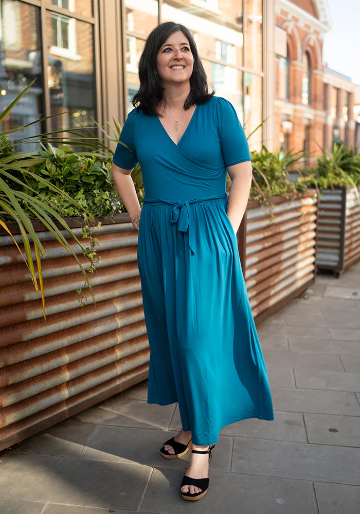 Tess Teal Viscose Midaxi Dress