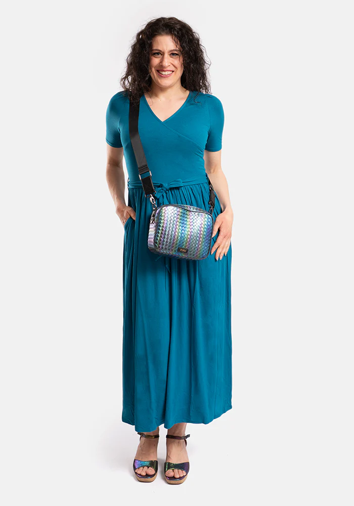 Tess Teal Viscose Midaxi Dress - Image 5
