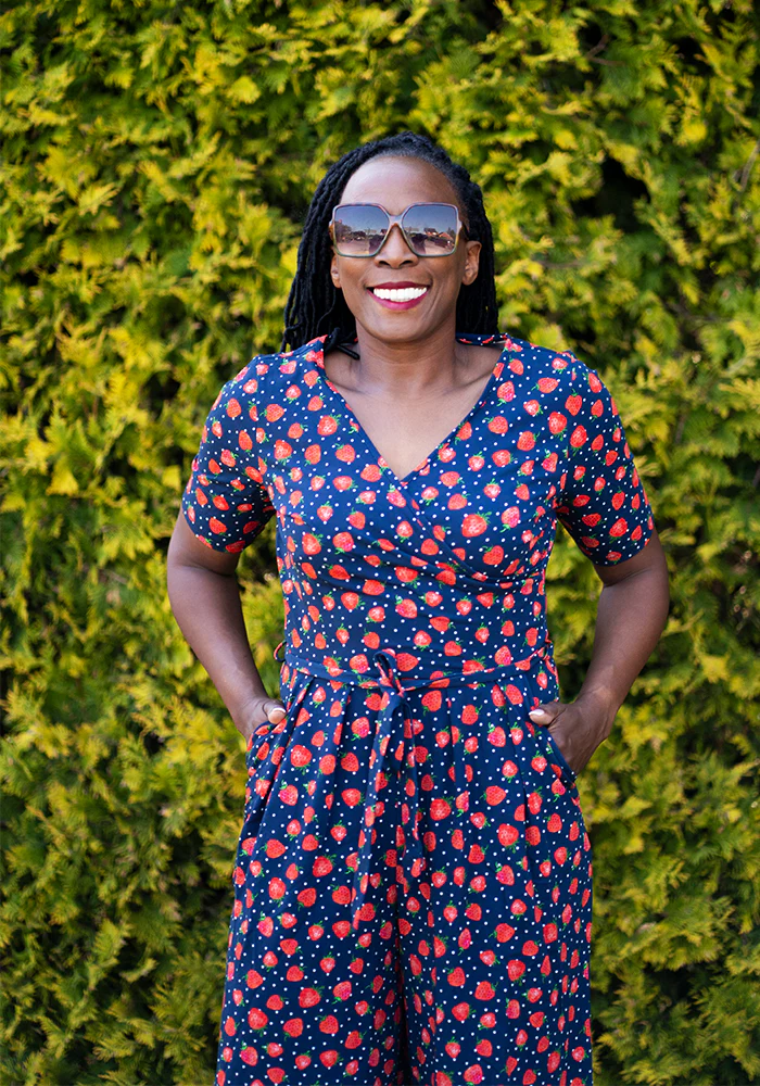 Thora Strawberry Print Cotton Culotte Leg Jumpsuit - Image 6