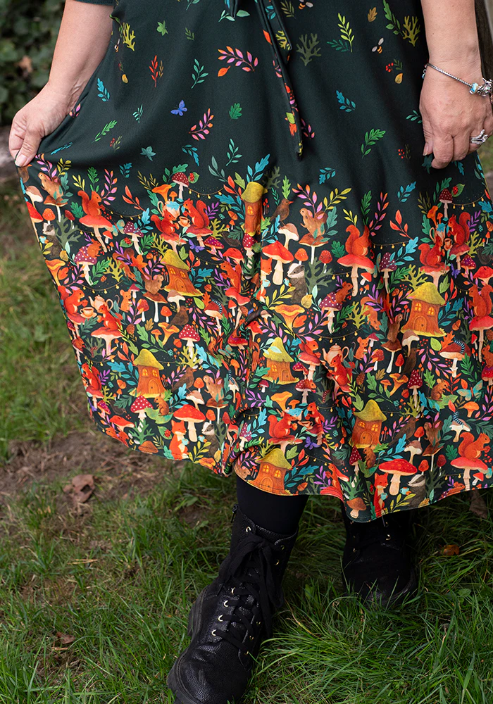 Tillia Woodland Tea Party Border Print Midi Dress - Image 3