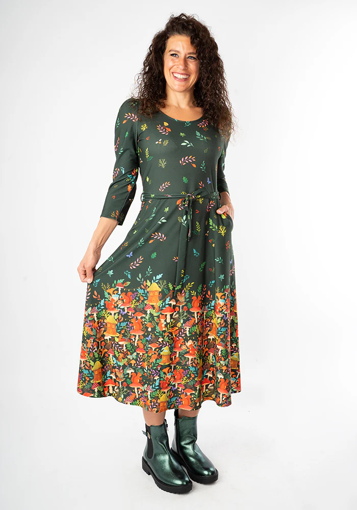 Tillia Woodland Tea Party Border Print Midi Dress - Image 4