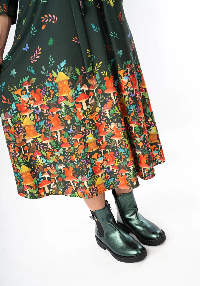 Tillia Woodland Tea Party Border Print Midi Dress - Image 6