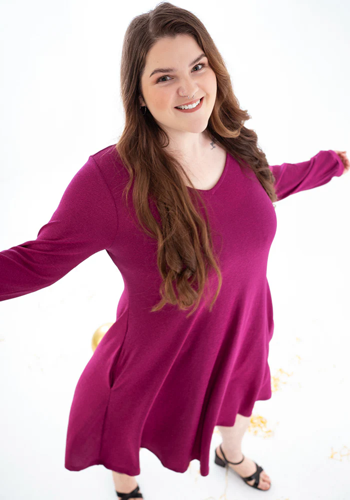 Tindra Magenta Sparkle Trapeze Dress - Image 4