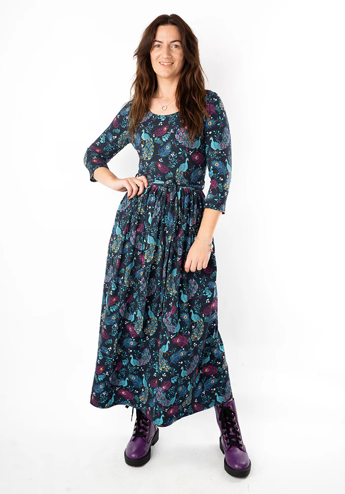Tori Peacock Print Viscose Midaxi Dress - Image 3