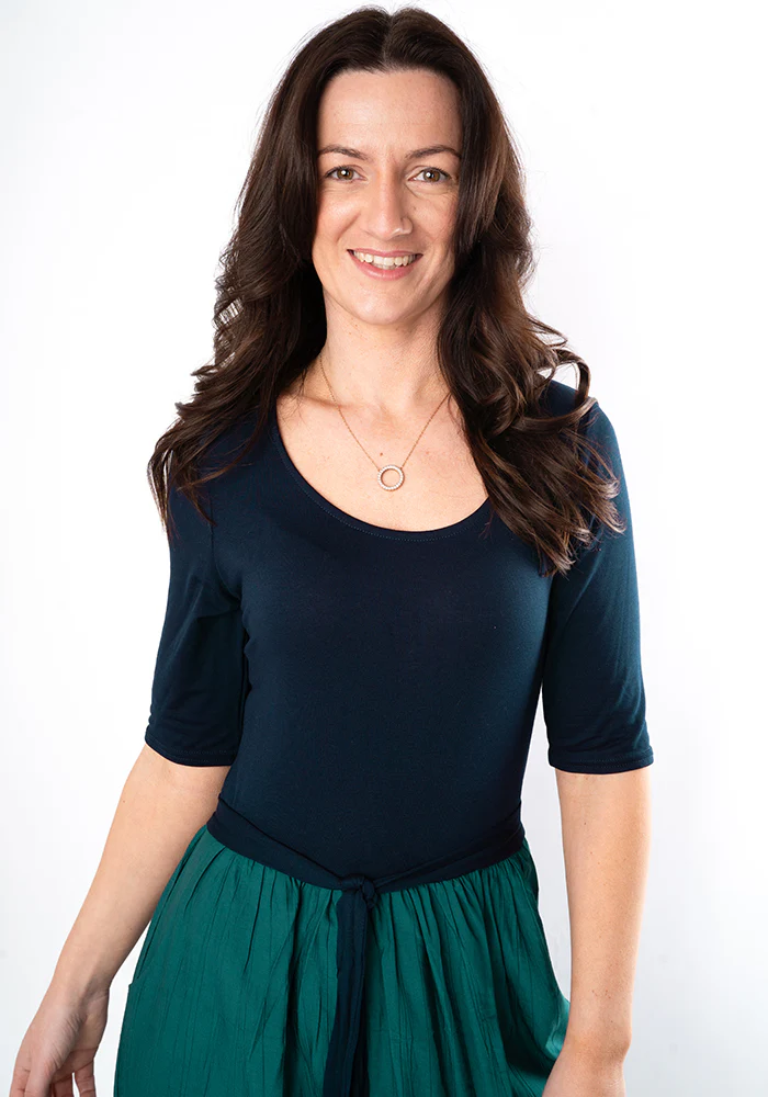 Trudi Navy & Teal Colour Block Midi Dress - Image 6