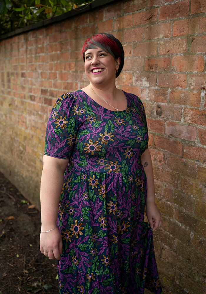 Virginia Floral Embroidery Print Tiered Hem Midaxi Dress - Image 3